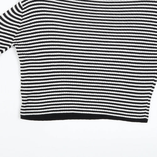 Miss Girls Black Striped  Pullover Jumper Size 9-10 Years