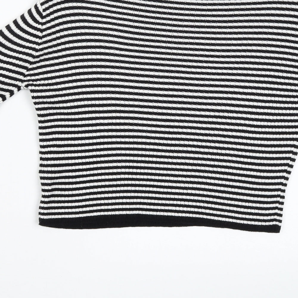 Miss Girls Black Striped  Pullover Jumper Size 9-10 Years