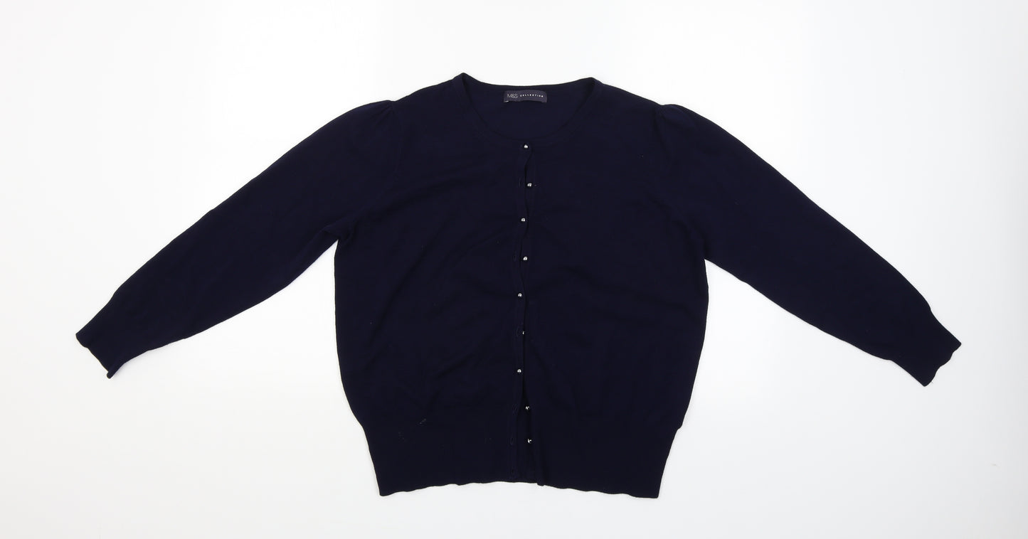 M&S Womens Blue   Cardigan Jumper Size 18