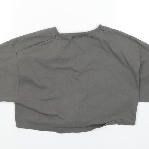 Love Womens Grey   Cropped T-Shirt Size S  - happy thoughts