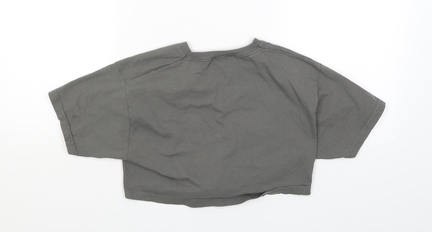 Love Womens Grey   Cropped T-Shirt Size S  - happy thoughts