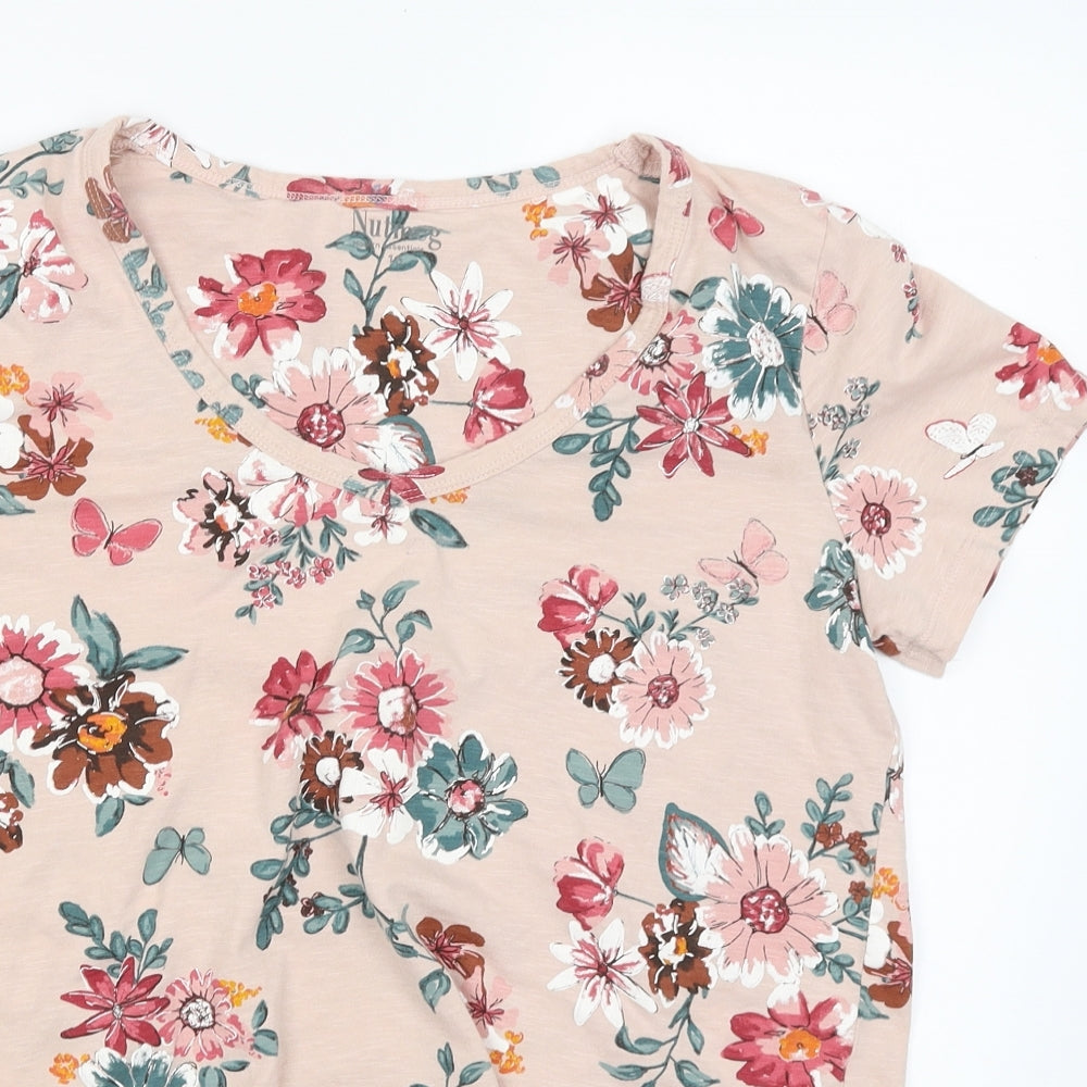 Nutmeg Womens Beige Floral  Basic Blouse Size 16