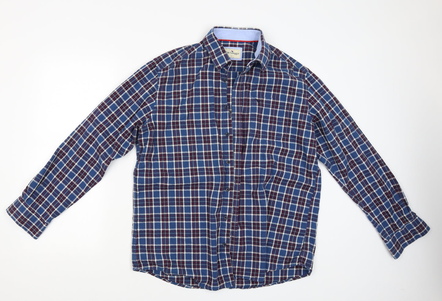 Fife Country Mens Blue Check   Button-Up Size L