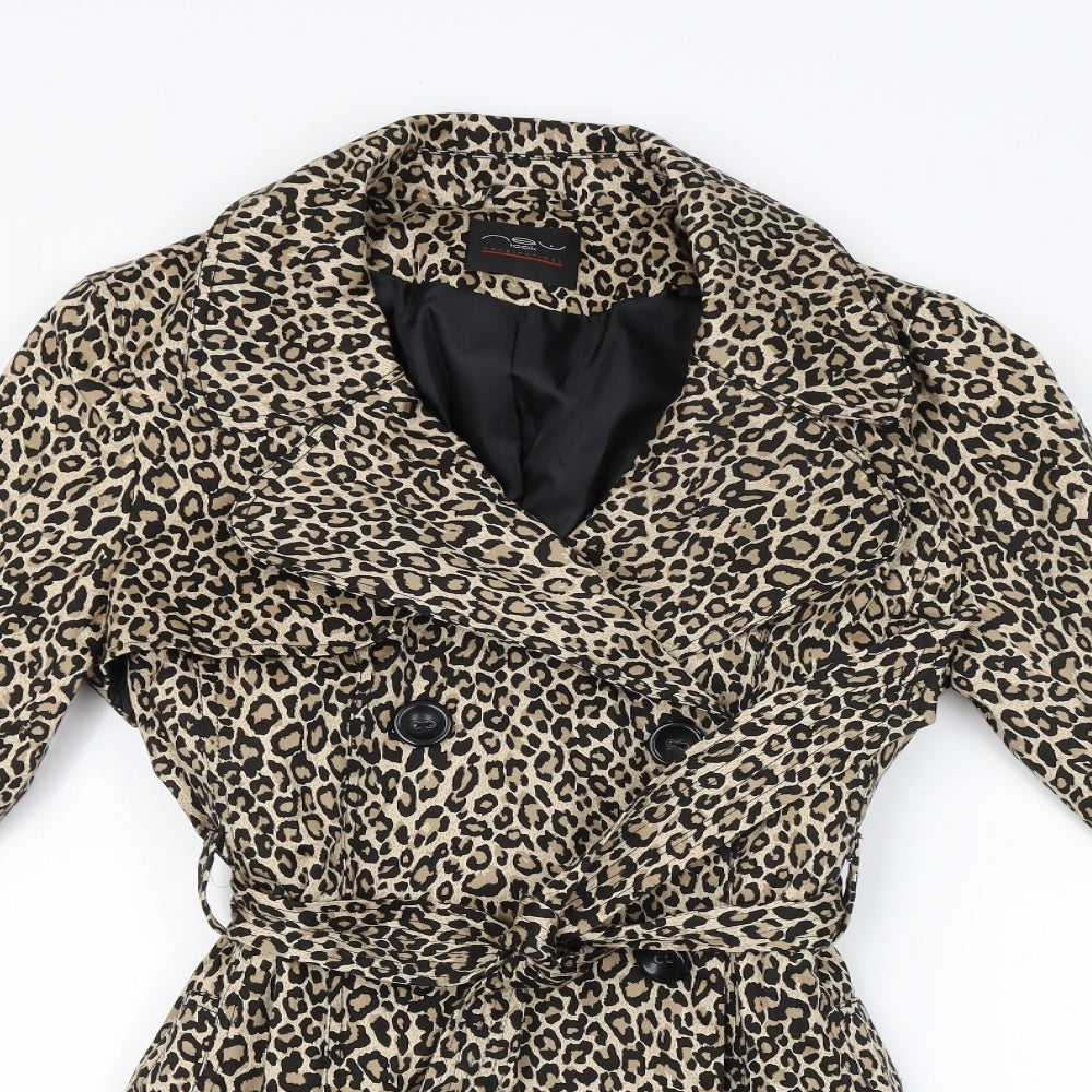 New Look Womens Brown Animal Print  Jacket Coat Size 16