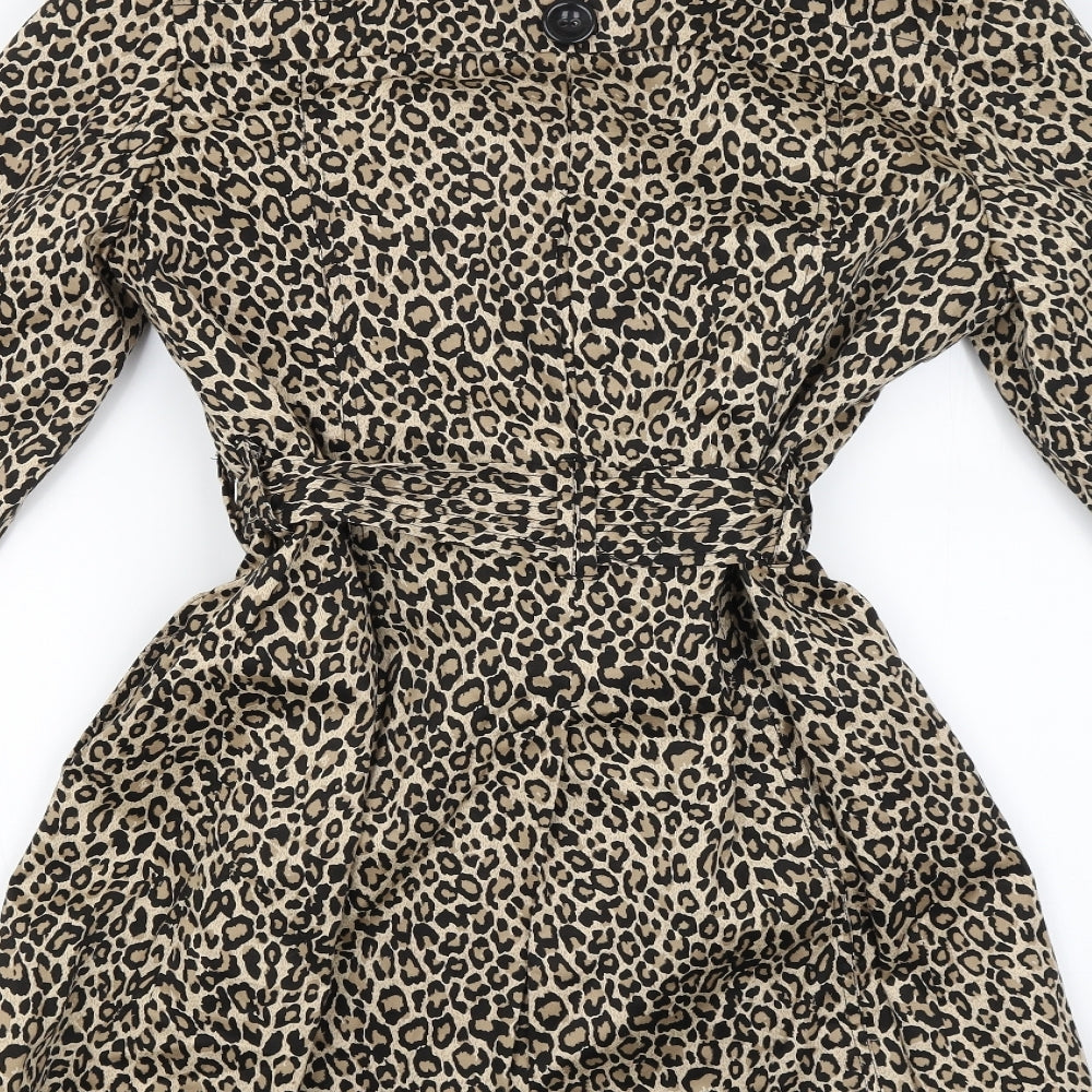 New Look Womens Brown Animal Print  Jacket Coat Size 16