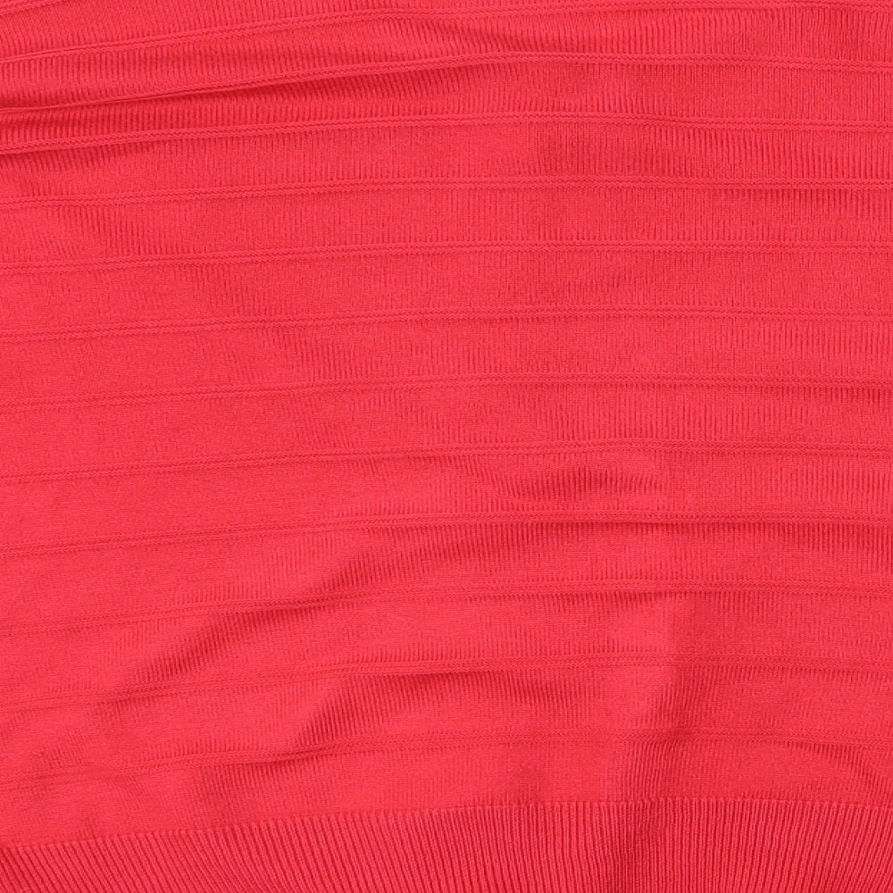 M&S Womens Red Striped  Cardigan Jumper Size 18