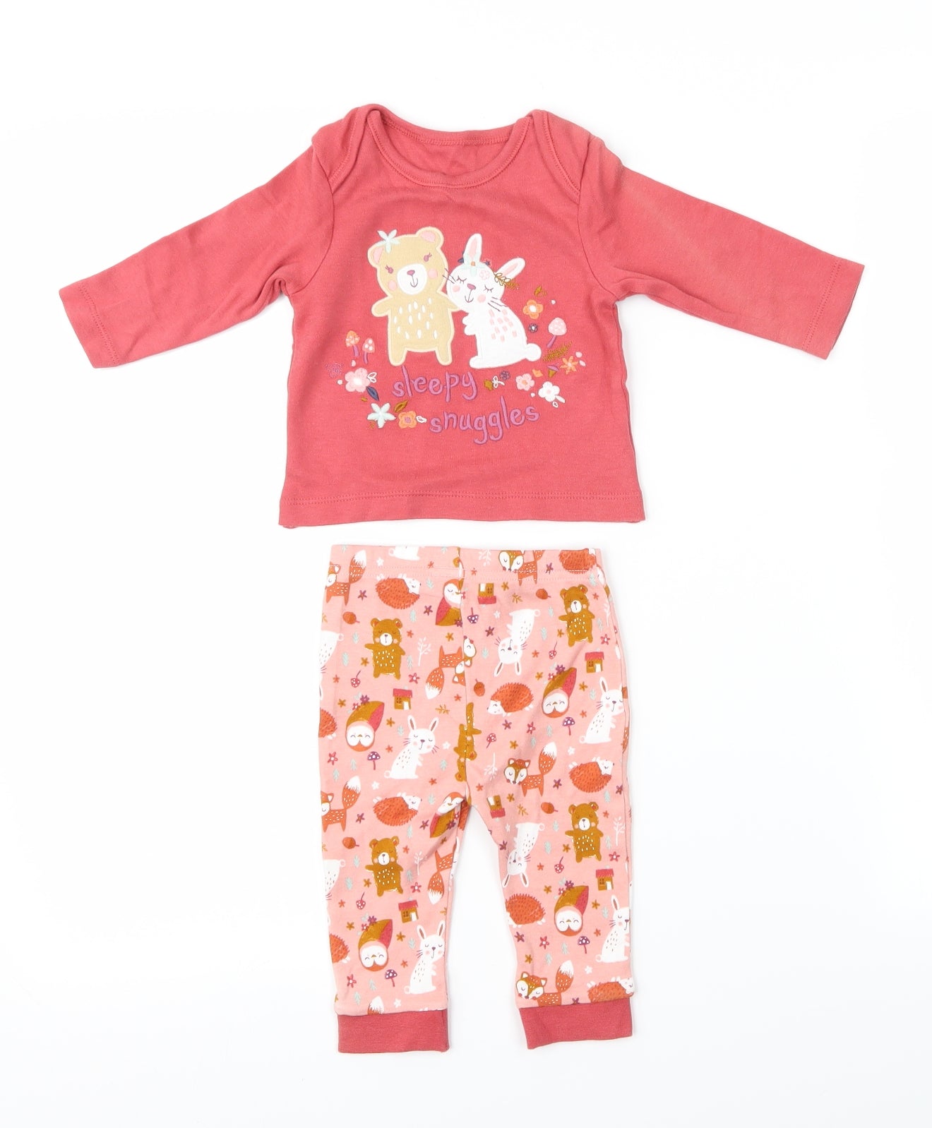 Nutmeg Girls Red Animal Print   Pyjama Set Size 3-6 Months