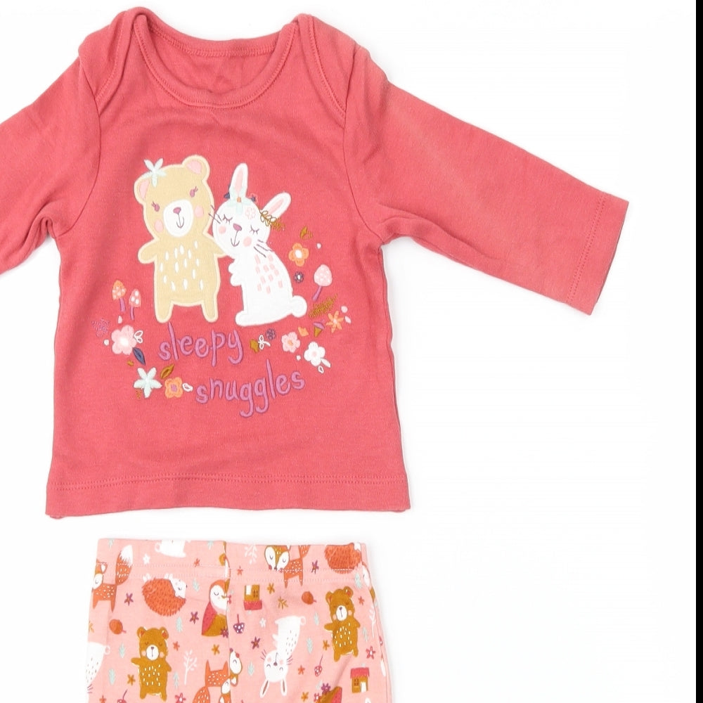 Nutmeg Girls Red Animal Print   Pyjama Set Size 3-6 Months