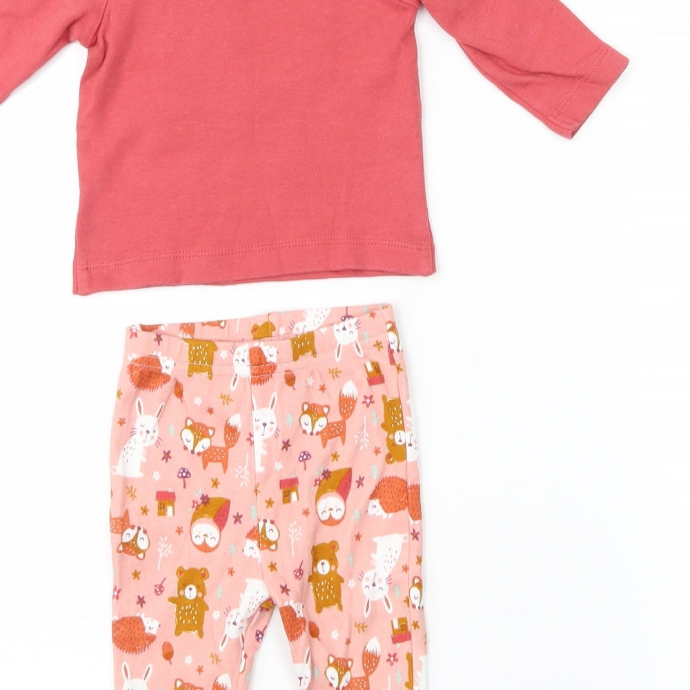Nutmeg Girls Red Animal Print   Pyjama Set Size 3-6 Months