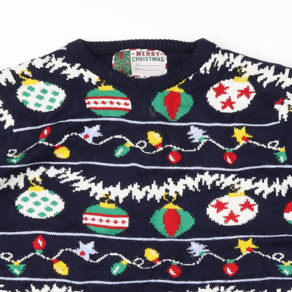 Cedar Wood State Mens Blue Striped  Pullover Jumper Size M  - Christmas Jumper