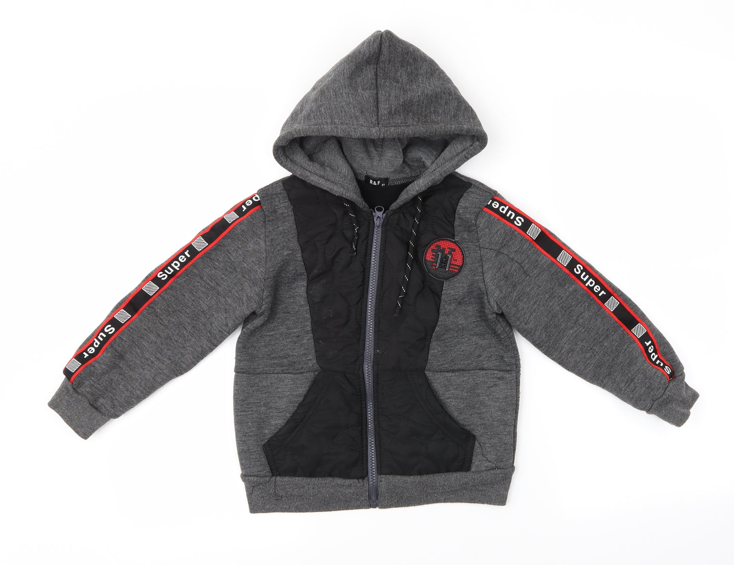 Preworn Boys Grey  Rayon Full Zip Hoodie Size 6 Years