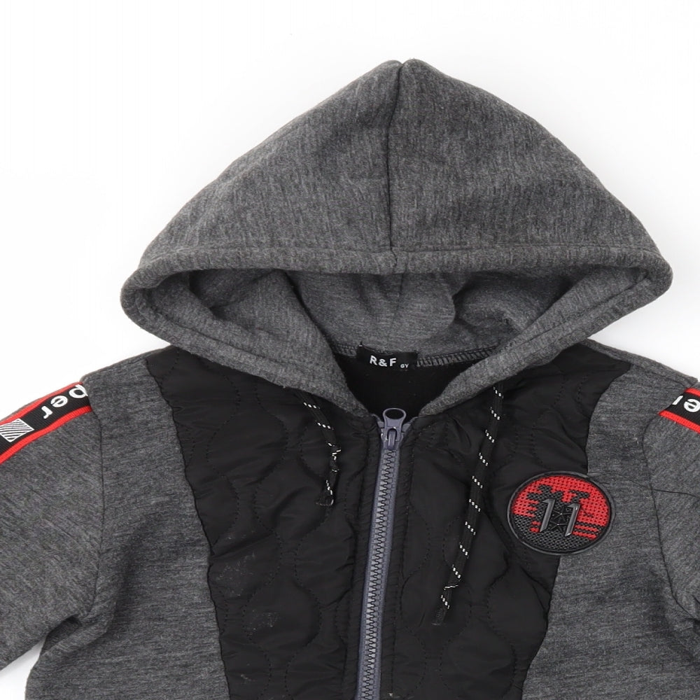Preworn Boys Grey  Rayon Full Zip Hoodie Size 6 Years