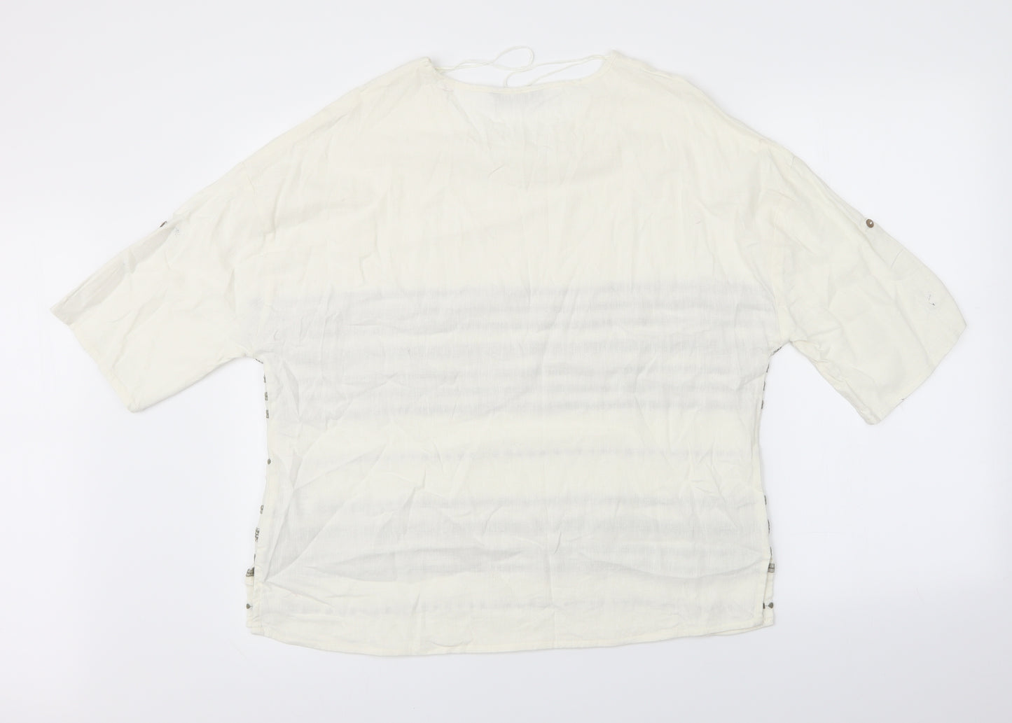 Viz A Viz Womens White Striped  Basic Blouse Size M