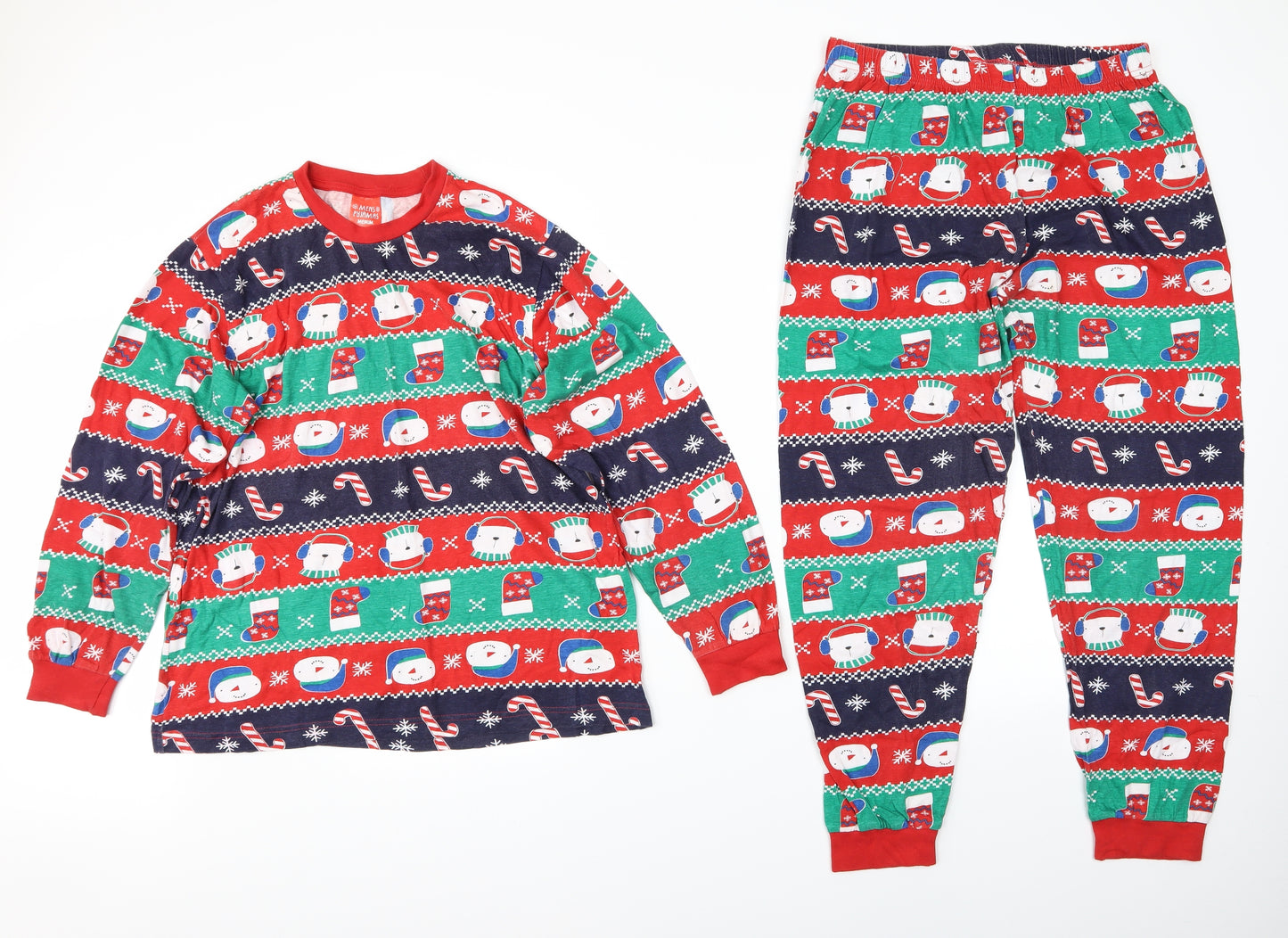 Preworn Mens Multicoloured Striped   Pyjama Set Size M  - Christmas