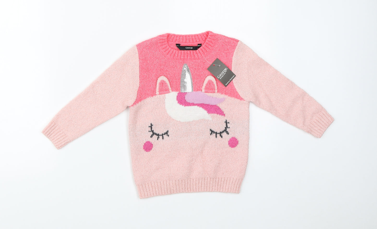 George Girls Pink   Pullover Jumper Size 18-24 Months  - unicorn