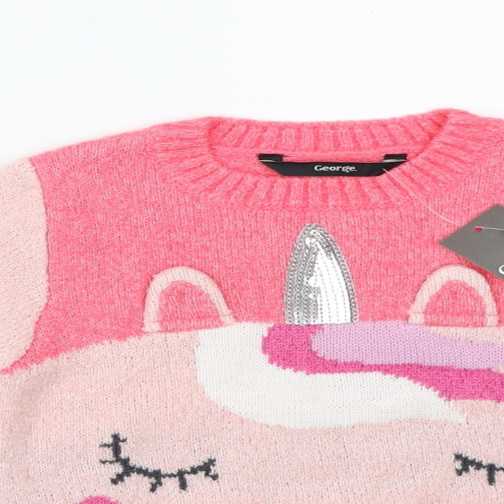 George Girls Pink   Pullover Jumper Size 18-24 Months  - unicorn