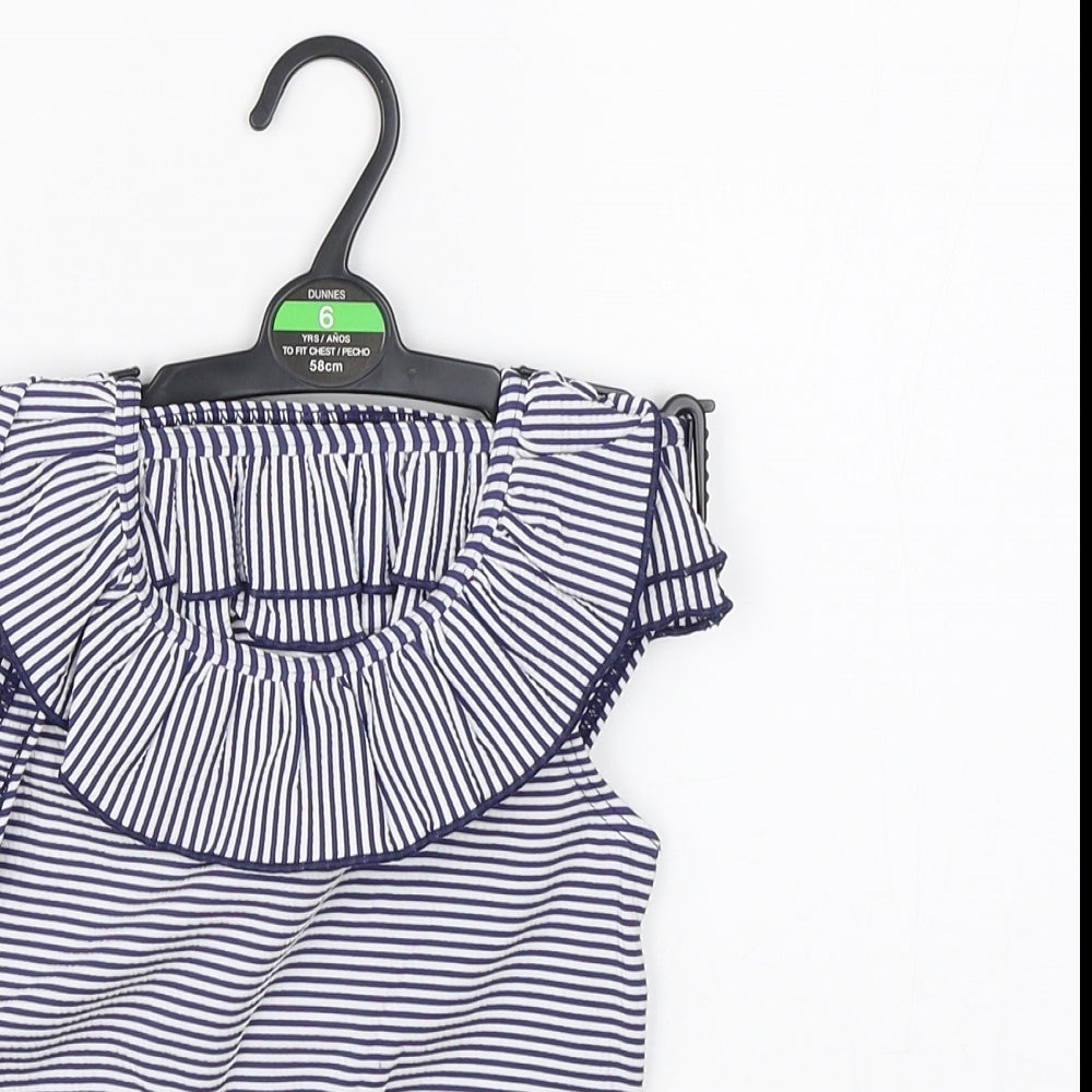 Dunnes Girls Blue Striped  Basic Blouse Size 6 Years