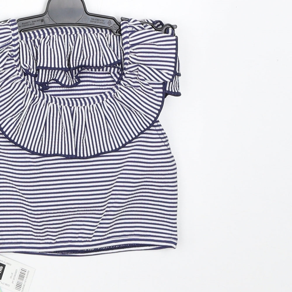 Dunnes Girls Blue Striped  Basic Blouse Size 6 Years