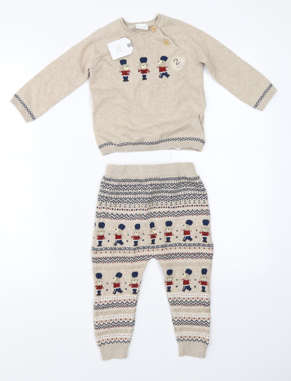 NEXT Baby Beige Fair Isle   Outfit/Set Size 3-6 Months  - jumper pants set