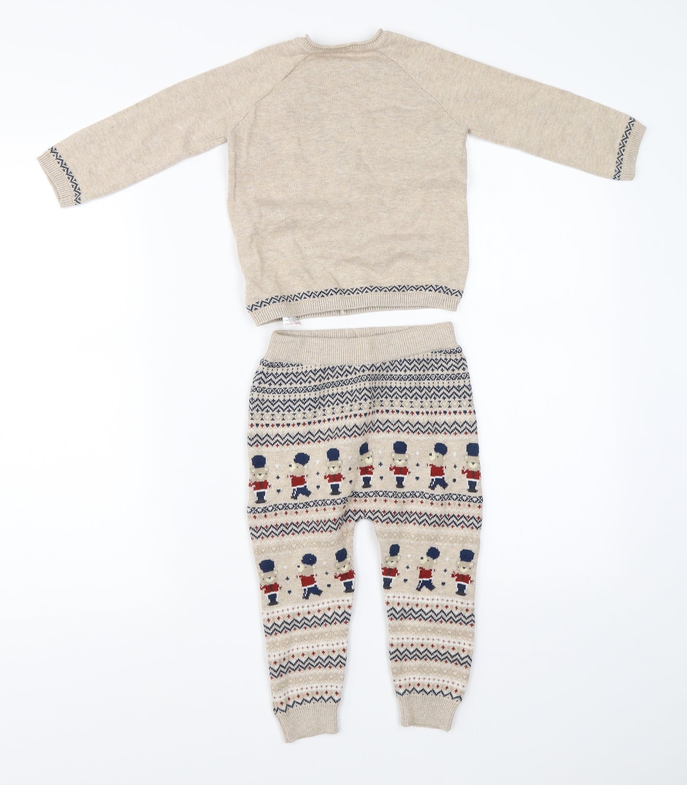 NEXT Baby Beige Fair Isle   Outfit/Set Size 3-6 Months  - jumper pants set
