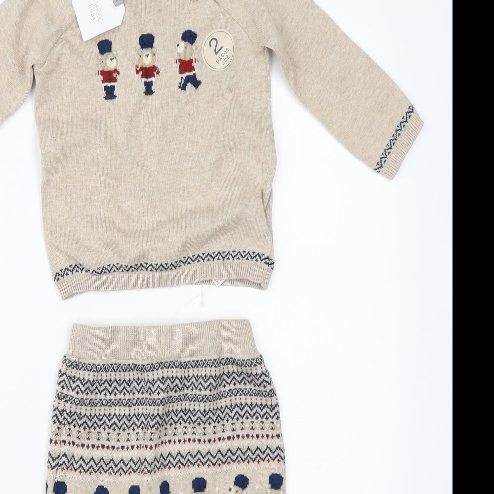 NEXT Baby Beige Fair Isle   Outfit/Set Size 3-6 Months  - jumper pants set