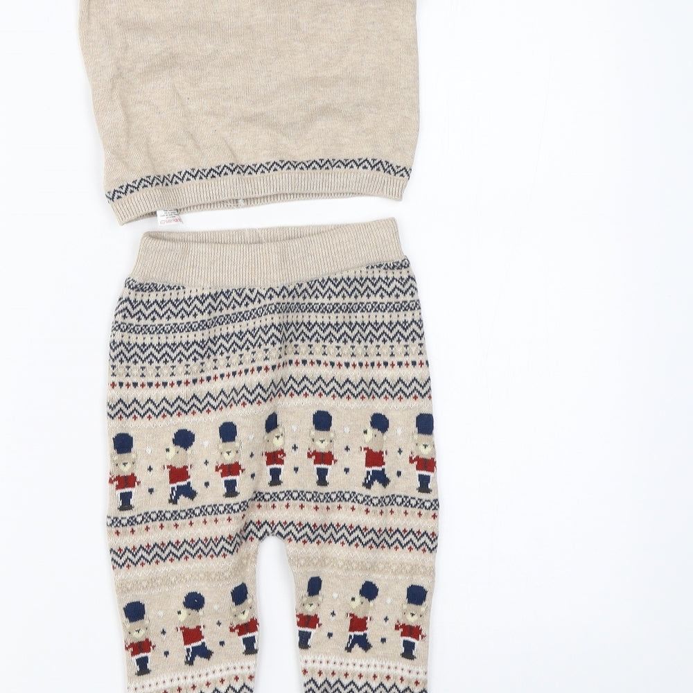 NEXT Baby Beige Fair Isle   Outfit/Set Size 3-6 Months  - jumper pants set