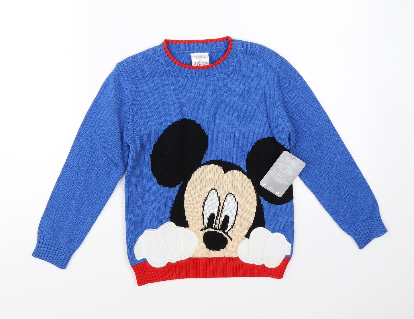 Disney Boys Blue  Knit Pullover Jumper Size 5-6 Years  - disney mickey mouse