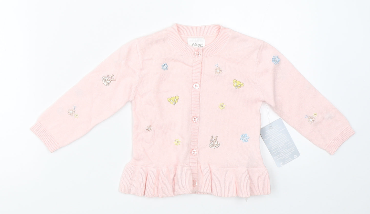 Disney Girls Pink  Knit Cardigan Jumper Size 12-18 Months  - disney
