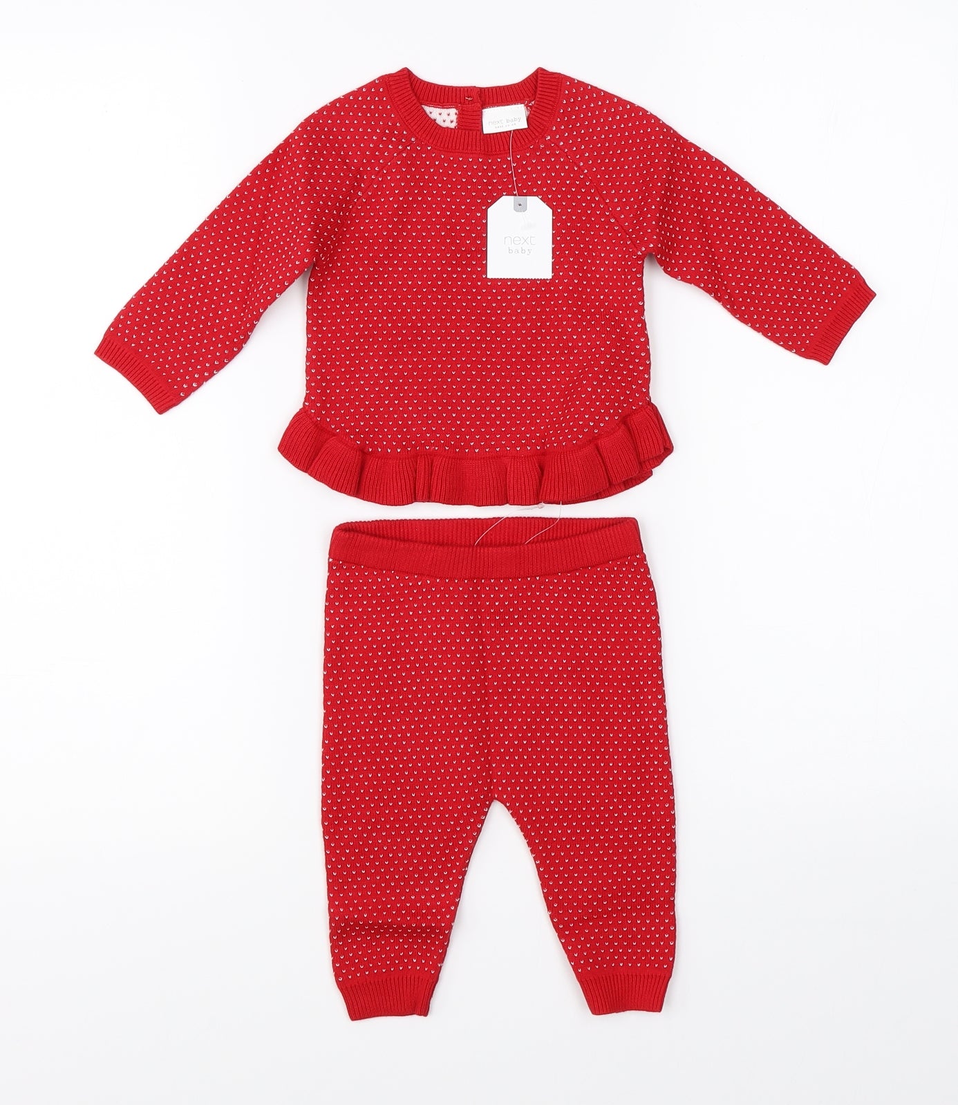 NEXT Girls Red Polka Dot   Outfit/Set Size 3-6 Months  - jumper pants set