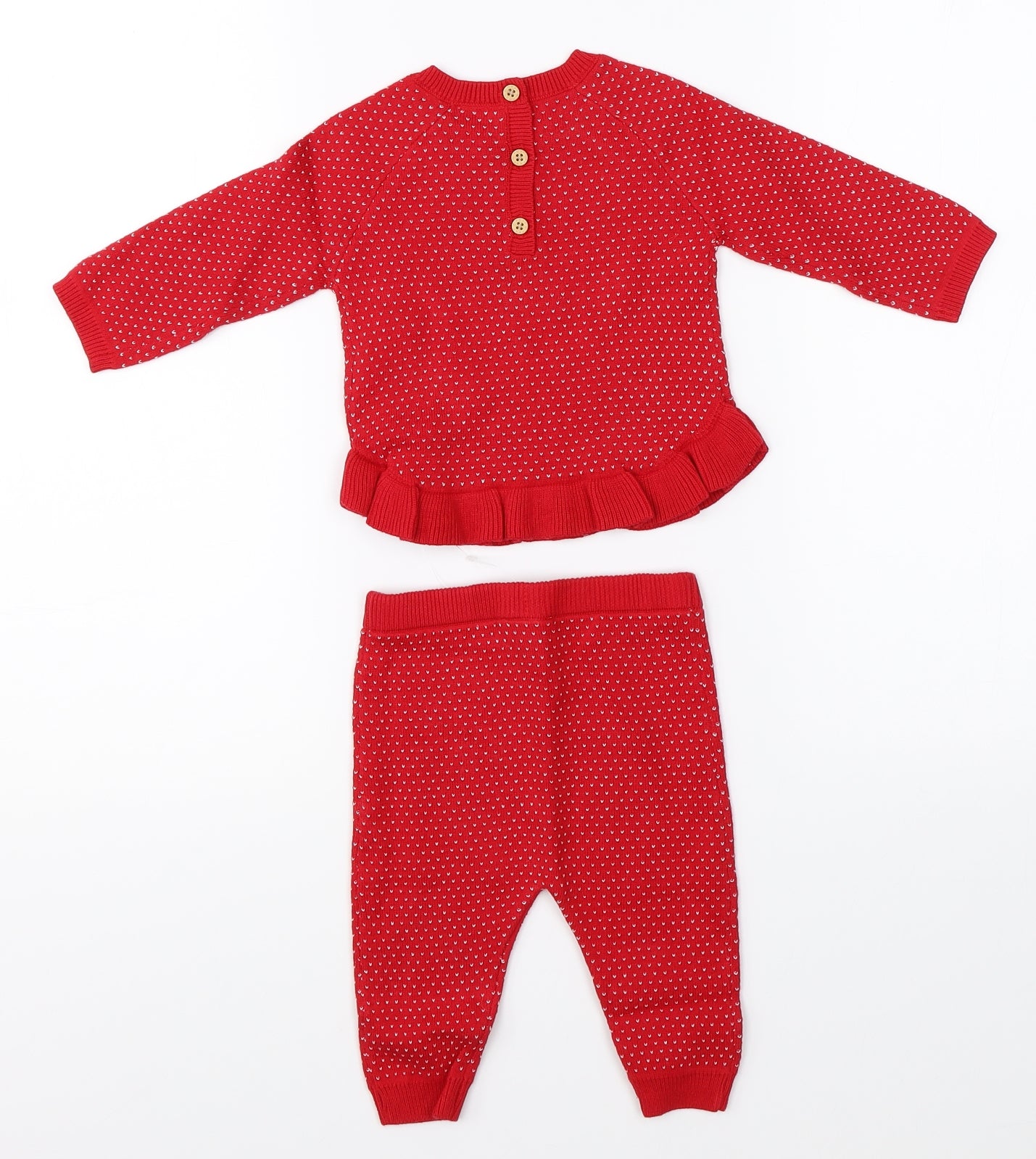 NEXT Girls Red Polka Dot   Outfit/Set Size 3-6 Months  - jumper pants set
