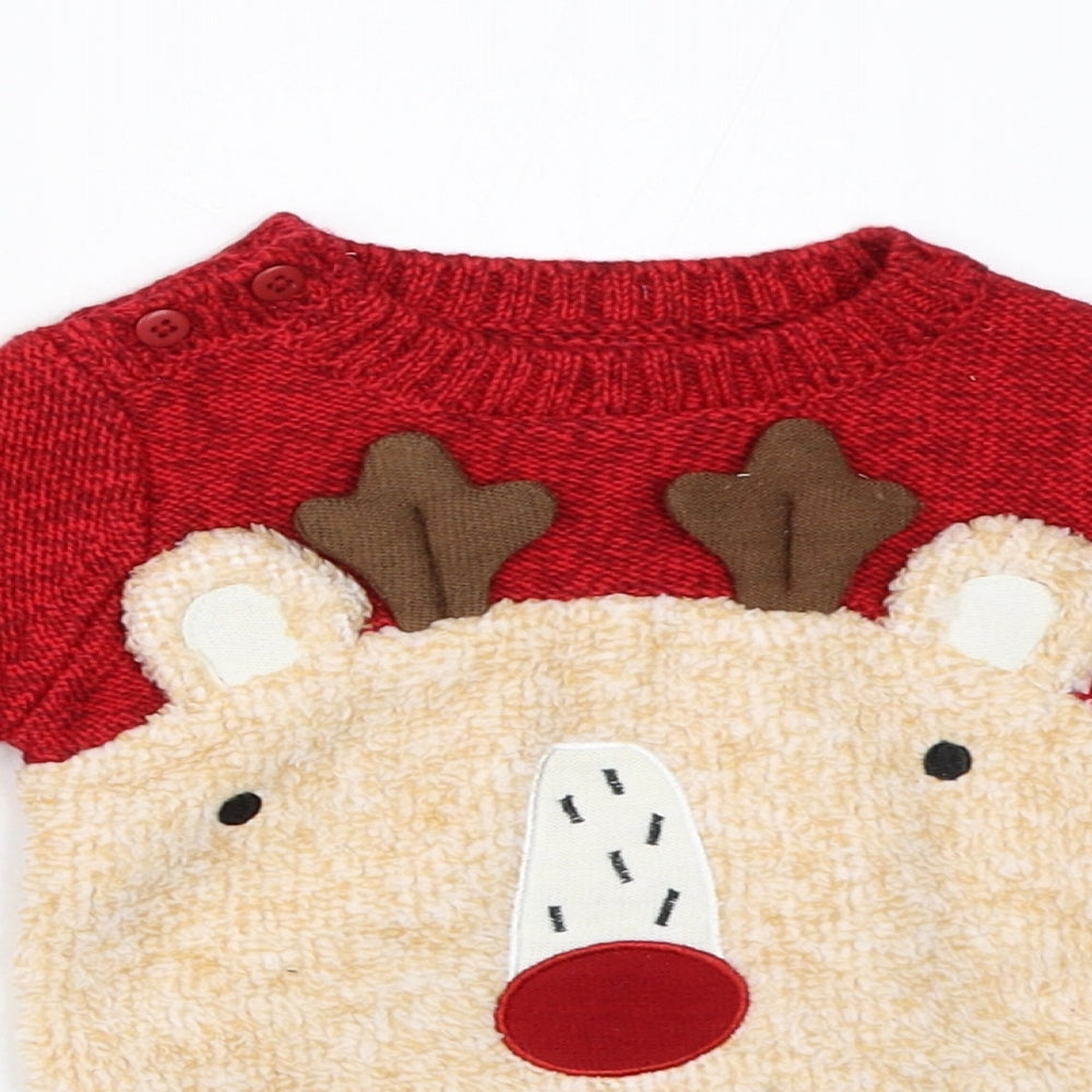 George Baby Red  Knit Pullover Jumper Size 0-3 Months  - christmas