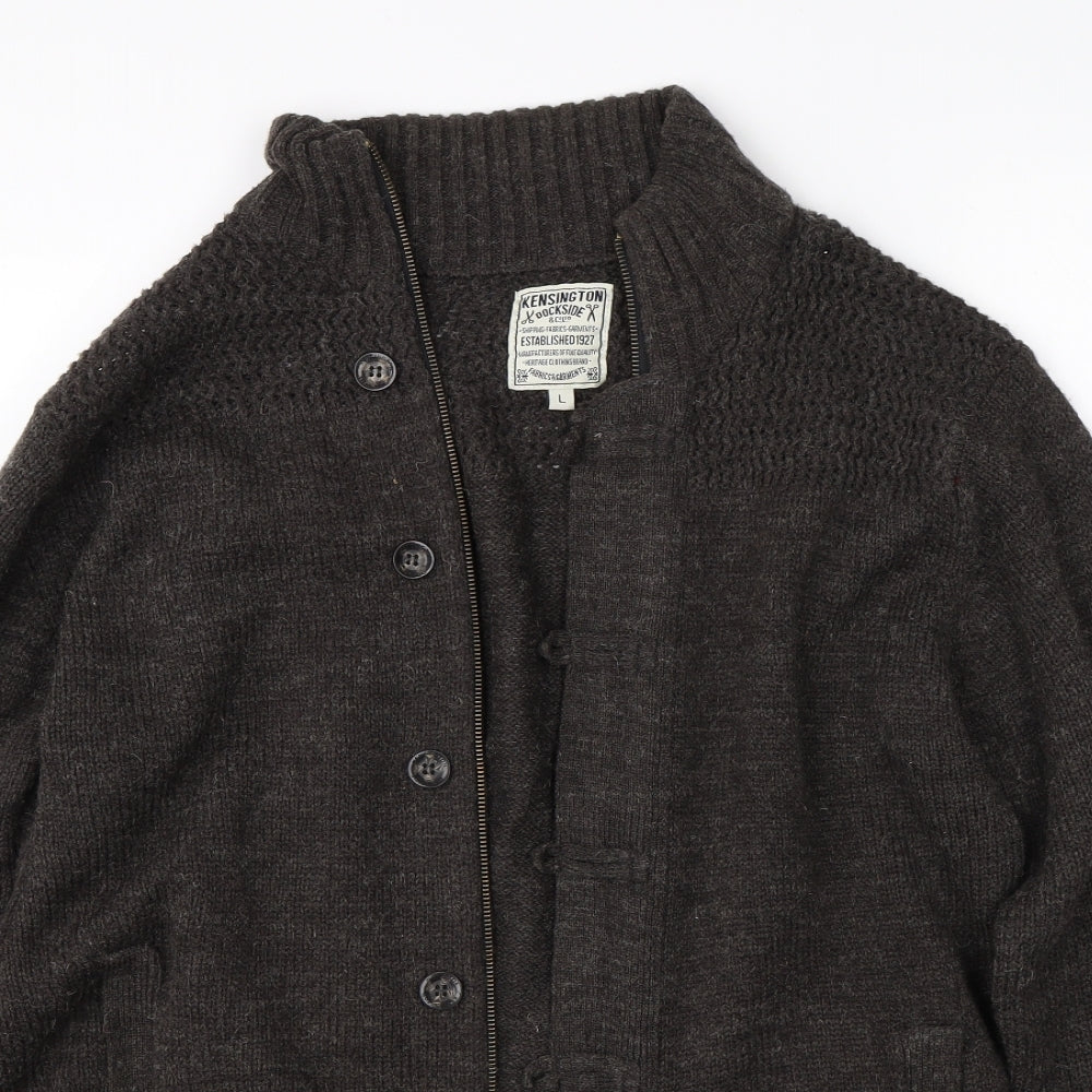 Kensington Dockside Mens Brown  Knit Cardigan Jumper Size L