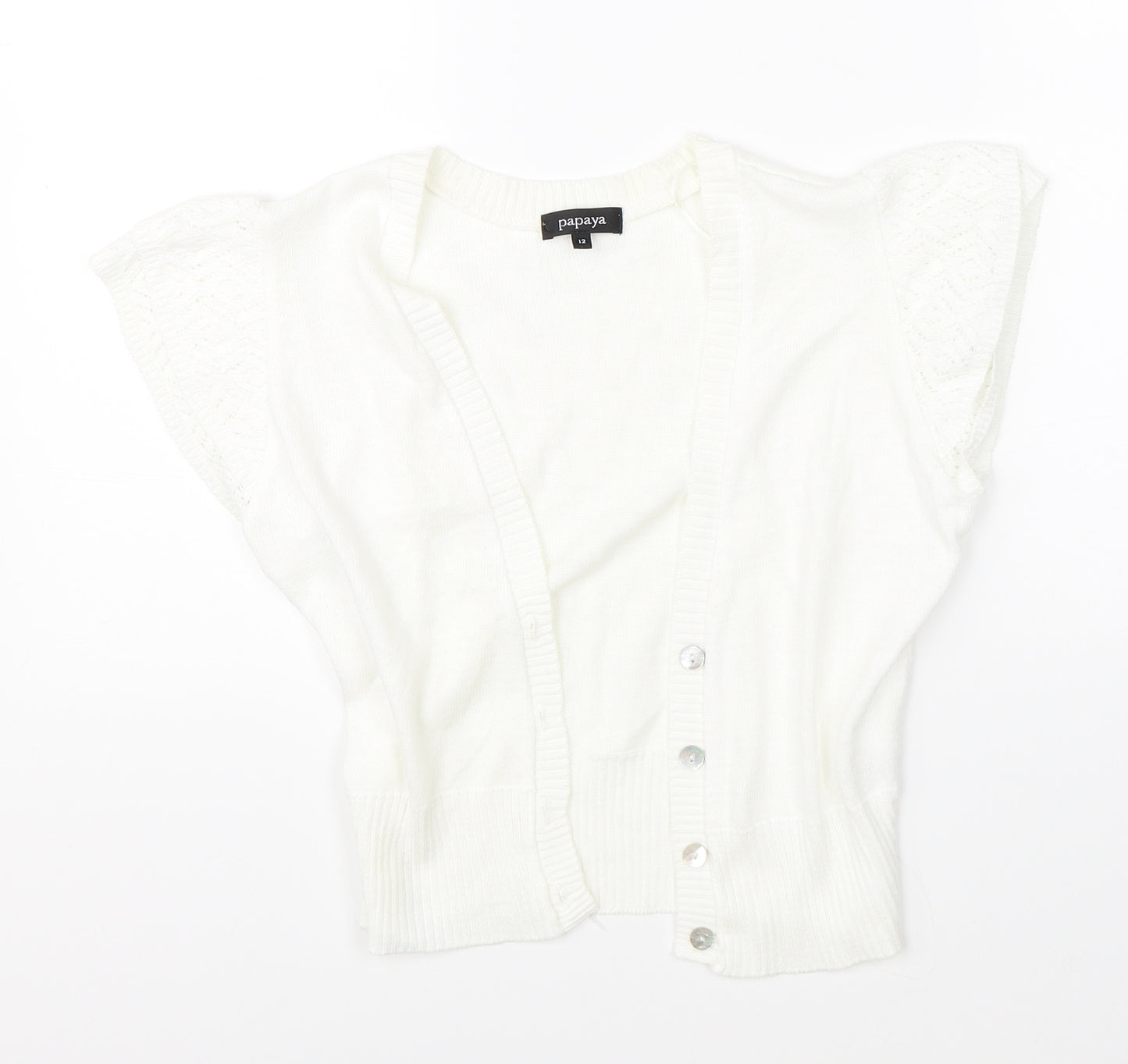 Papaya Womens White   Cardigan Jumper Size 12