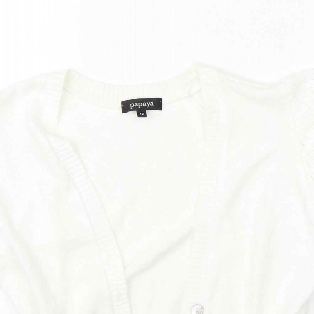Papaya Womens White   Cardigan Jumper Size 12