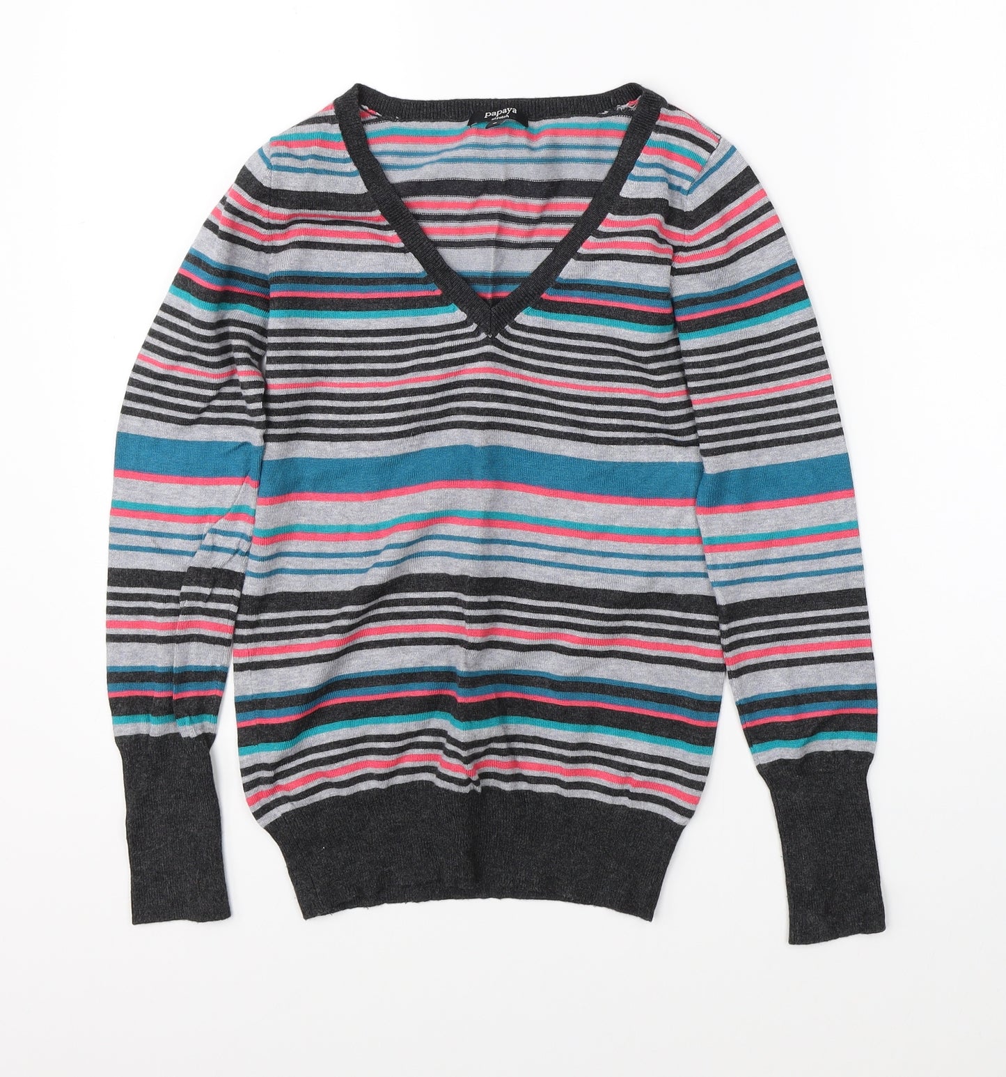 Papaya Womens Multicoloured Striped  Pullover Jumper Size 8