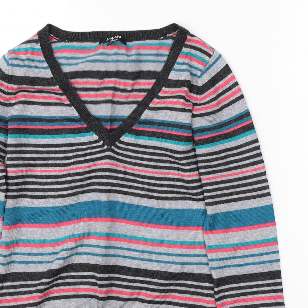 Papaya Womens Multicoloured Striped  Pullover Jumper Size 8