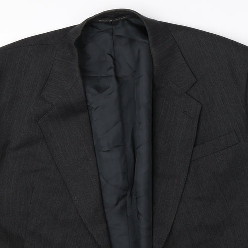 Preworn Mens Grey Striped  Jacket Suit Jacket Size 46