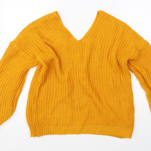SheIn Womens Yellow  Knit Pullover Jumper Size L