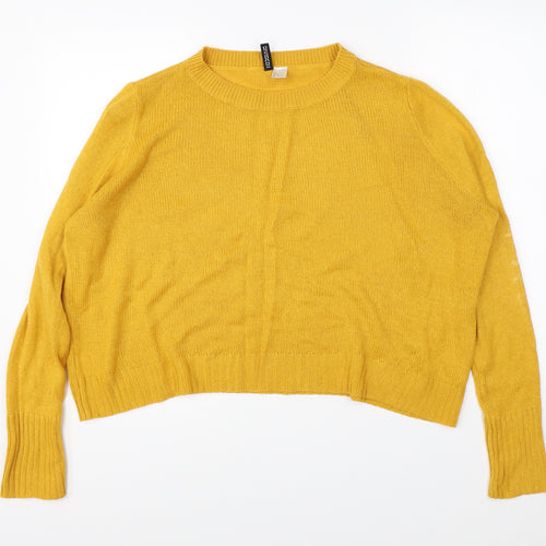 Divided Womens Yellow  Knit Pullover Jumper Size L