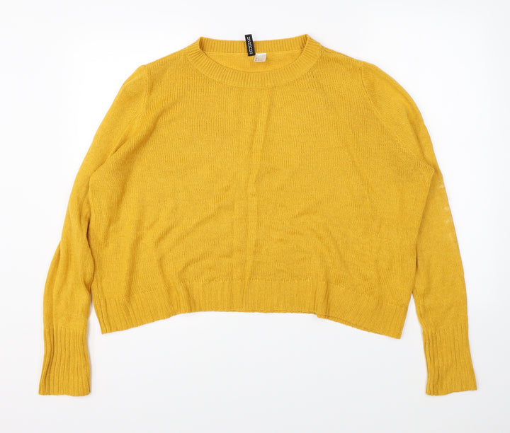 Divided Womens Yellow Knit Pullover Jumper Size L