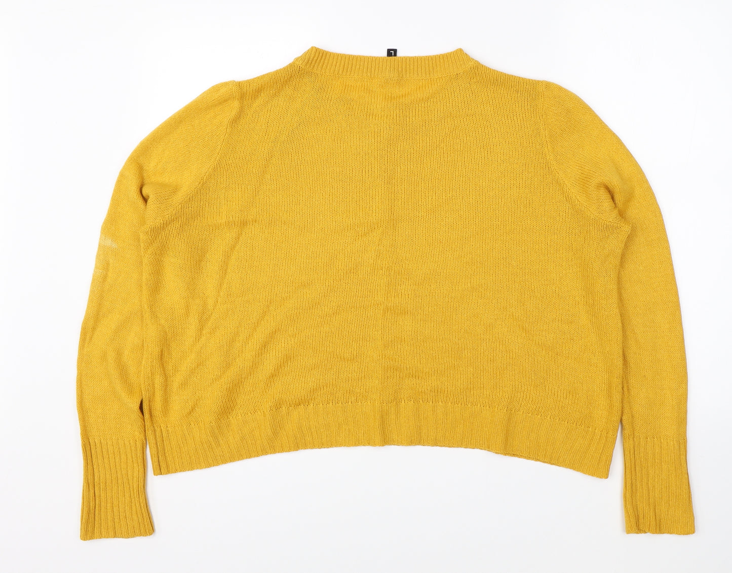 Divided Womens Yellow  Knit Pullover Jumper Size L
