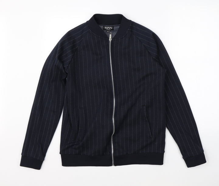 Boohoo Mens Blue Striped Jacket Size S