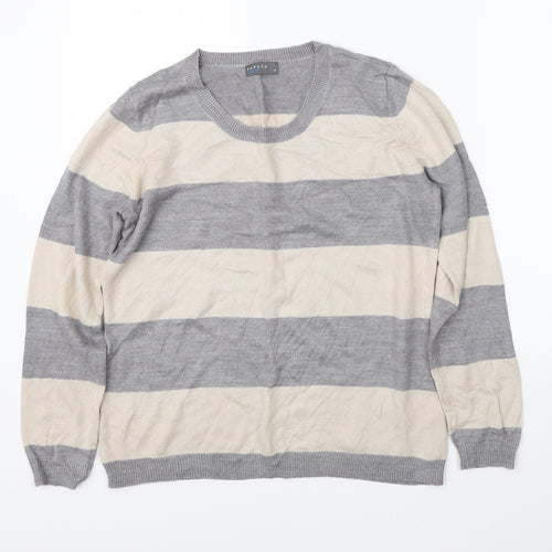 Papaya Womens Beige Striped  Pullover Jumper Size 14