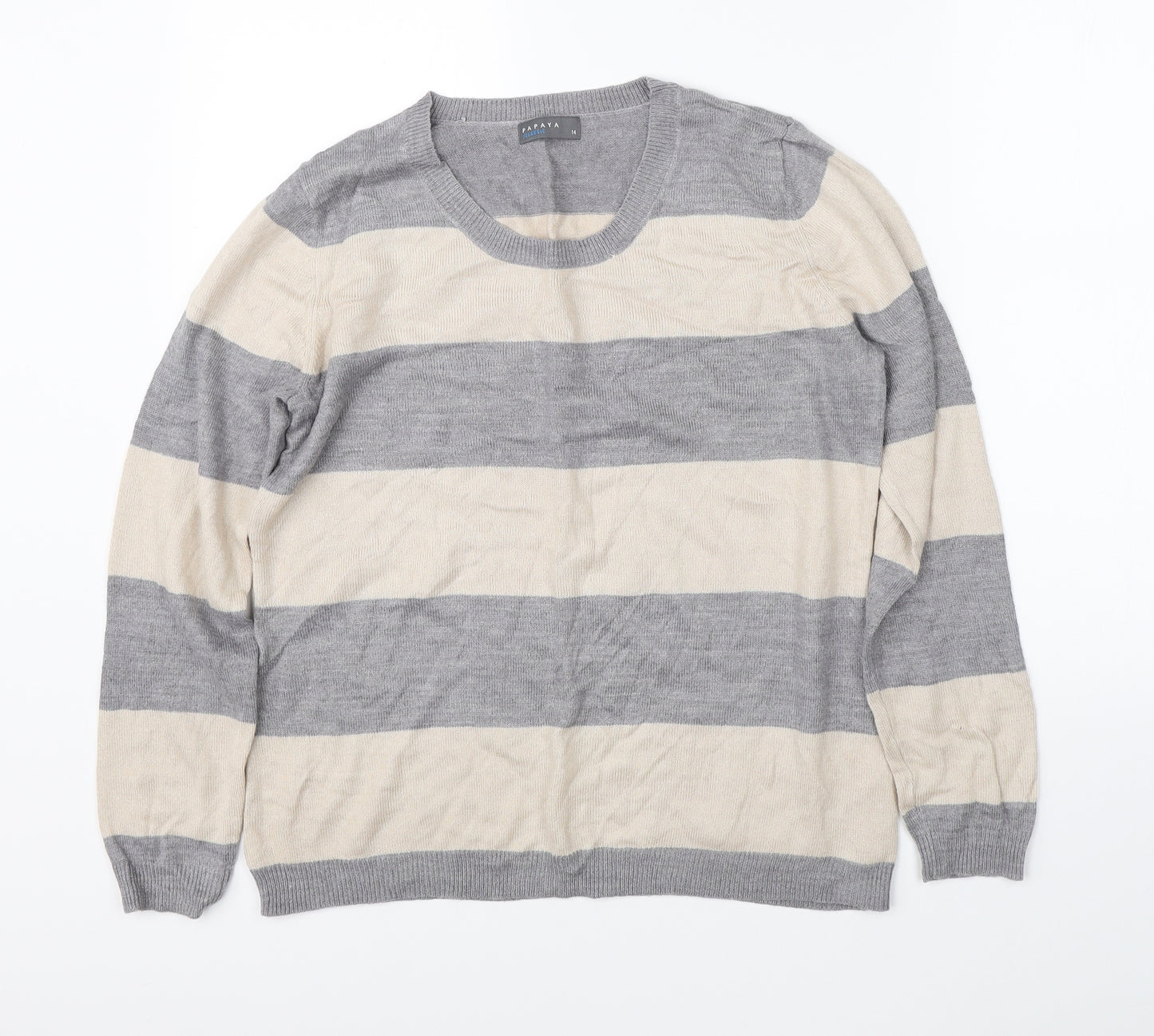 Papaya Womens Beige Striped  Pullover Jumper Size 14