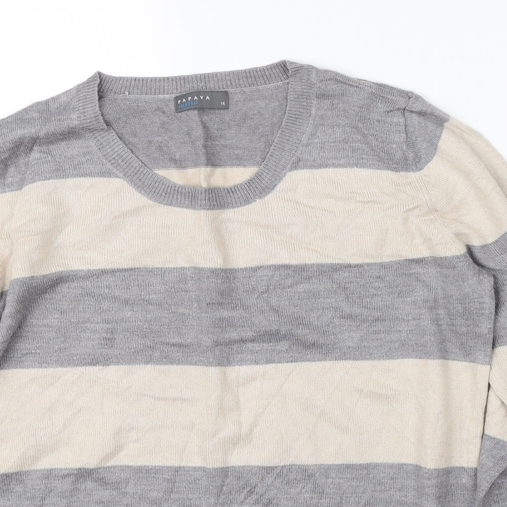 Papaya Womens Beige Striped  Pullover Jumper Size 14