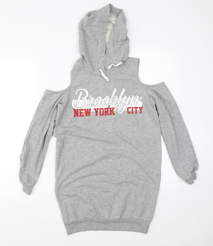 Select Girls Grey   Pullover Hoodie Size 12-13 Years  - open shoulders