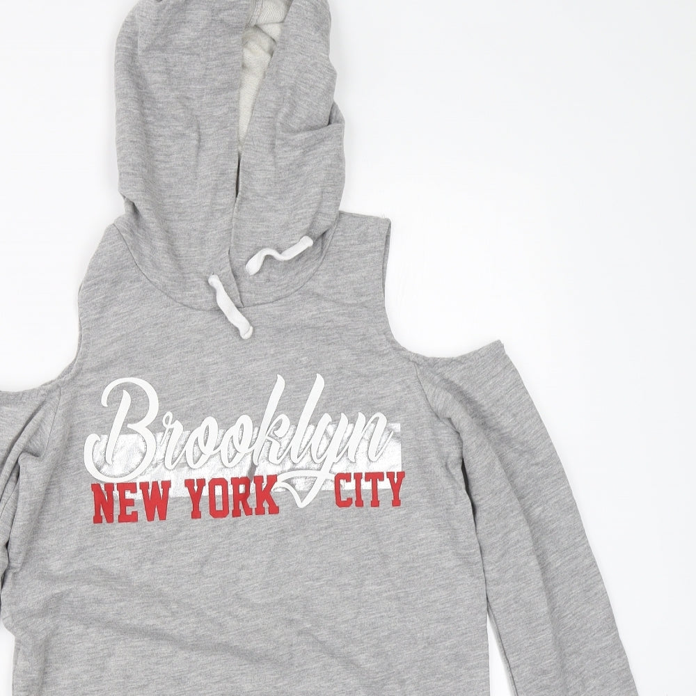 Select Girls Grey   Pullover Hoodie Size 12-13 Years  - open shoulders