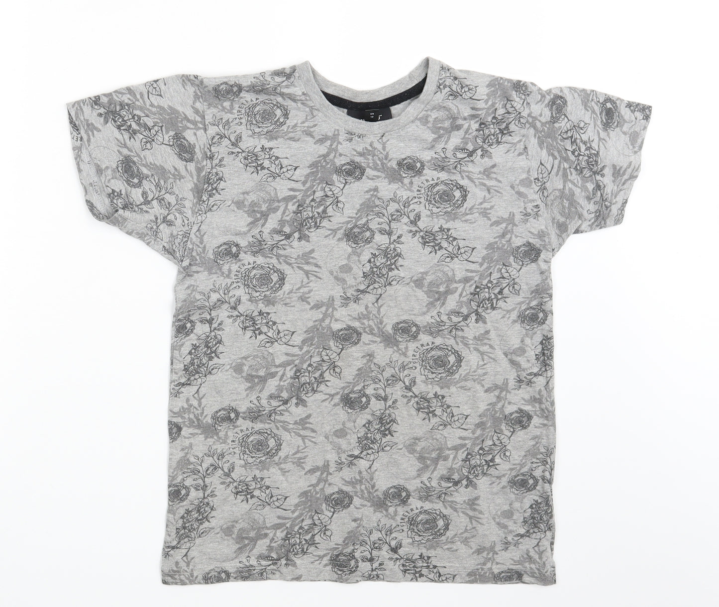 Firetrap Boys Grey Floral  Basic T-Shirt Size 11-12 Years