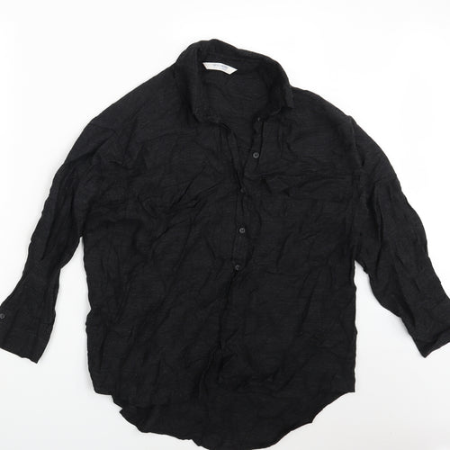 Never More Mens Black    Button-Up Size M
