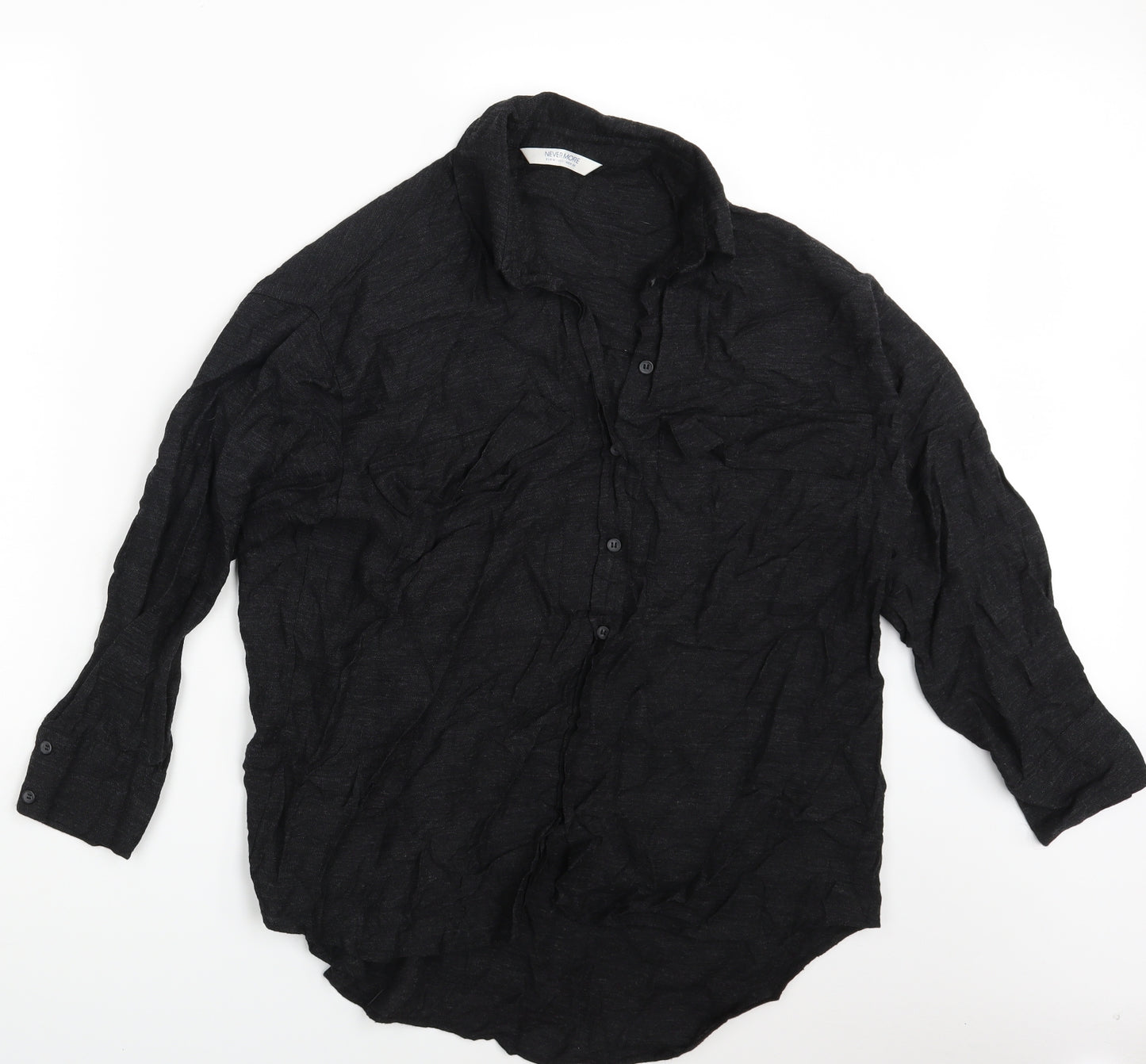 Never More Mens Black    Button-Up Size M